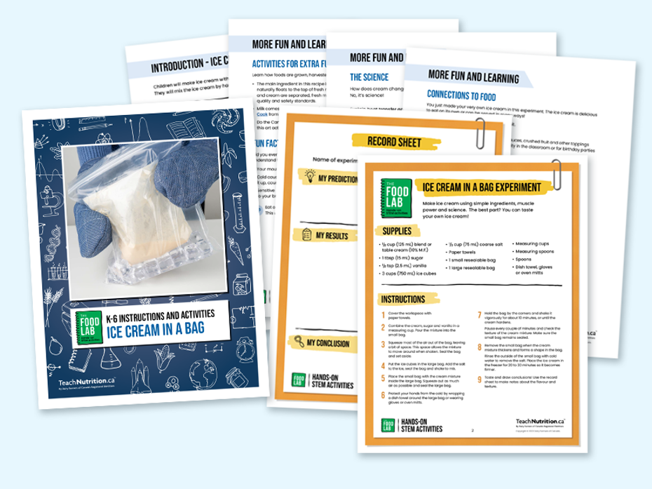 Ice cream in a bag  - Food lab program - Instructions and activities K-6 - STEM 
